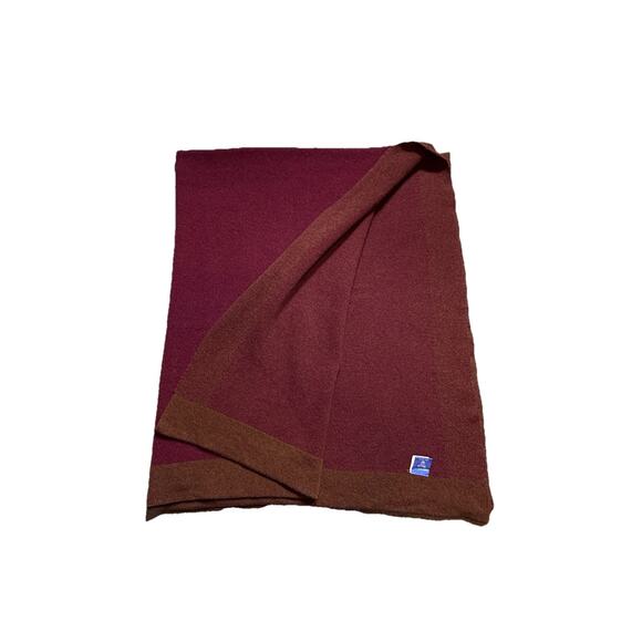 Pine Cone Hill Lambswool Throw Blanket Knit Bordered Quilt Purple Brown Luxury - Picture 11 of 14